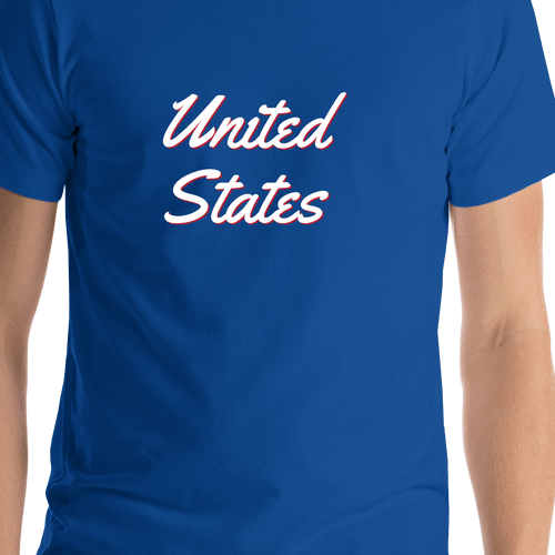 Personalized United States T-Shirt - Blue - Shirt Close-Up View
