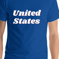 Thumbnail for Personalized United States T-Shirt - Blue - Shirt Close-Up View