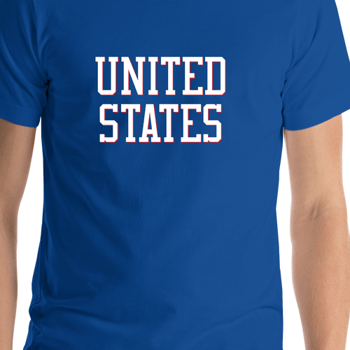 Personalized United States T-Shirt - Blue - Shirt Close-Up View
