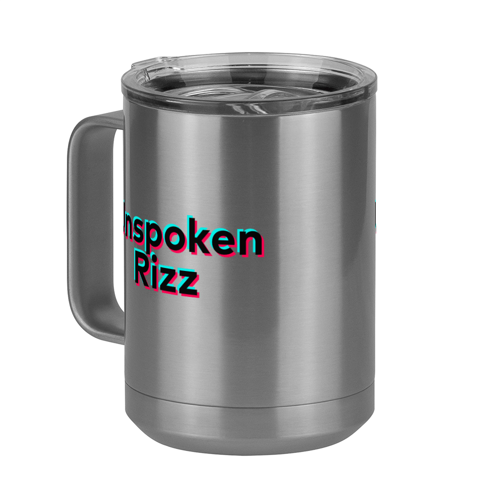Unspoken Rizz Coffee Mug Tumbler with Handle (15 oz) - TikTok Trends - Front Left View