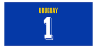 Thumbnail for Personalized Uruguay Jersey Number Beach Towel - Blue - Front View