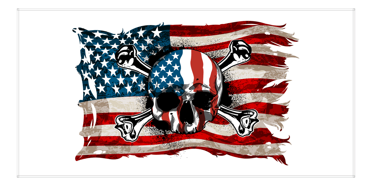 USA Beach Towel - Skull Flag - Front View