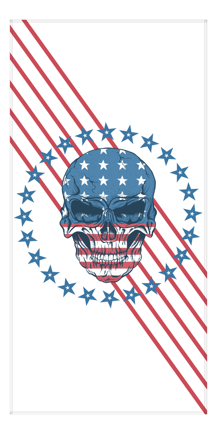 USA Beach Towel - Patriotic Skull - Front View