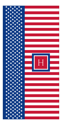 Thumbnail for Personalized USA Flag Beach Towel - Single Initial - Front View