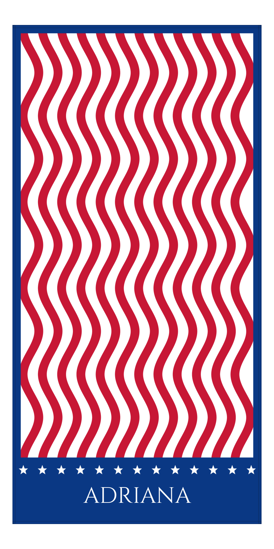 Personalized USA Flag Beach Towel - Wavy Stripes II - Front View
