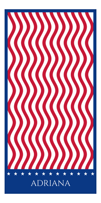 Thumbnail for Personalized USA Flag Beach Towel - Wavy Stripes II - Front View