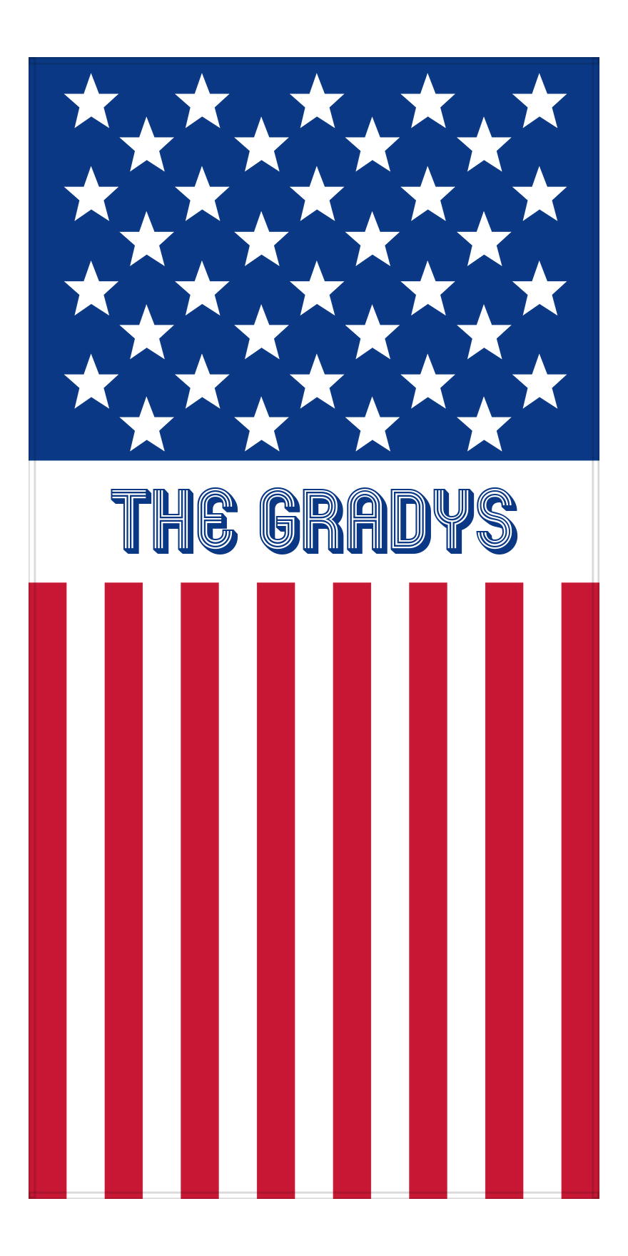 Personalized USA Flag Beach Towel - Front View