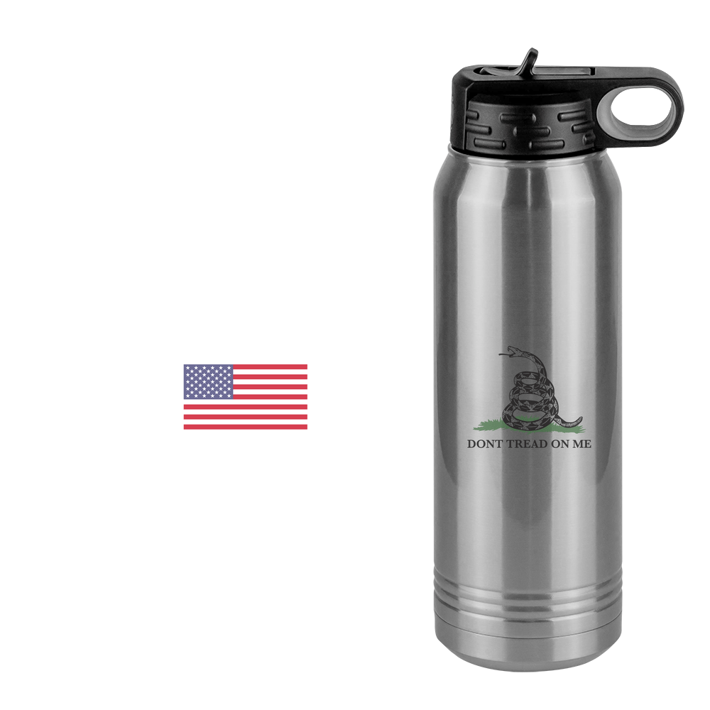 Personalized USA Flag Water Bottle (30 oz) - Gadsden Flag - Don't Tread On Me - Design View