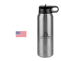 Thumbnail for Personalized USA Flag Water Bottle (30 oz) - Gadsden Flag - Don't Tread On Me - Design View