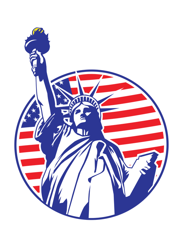 USA T-Shirt - White - Statue of Liberty - Decorate View