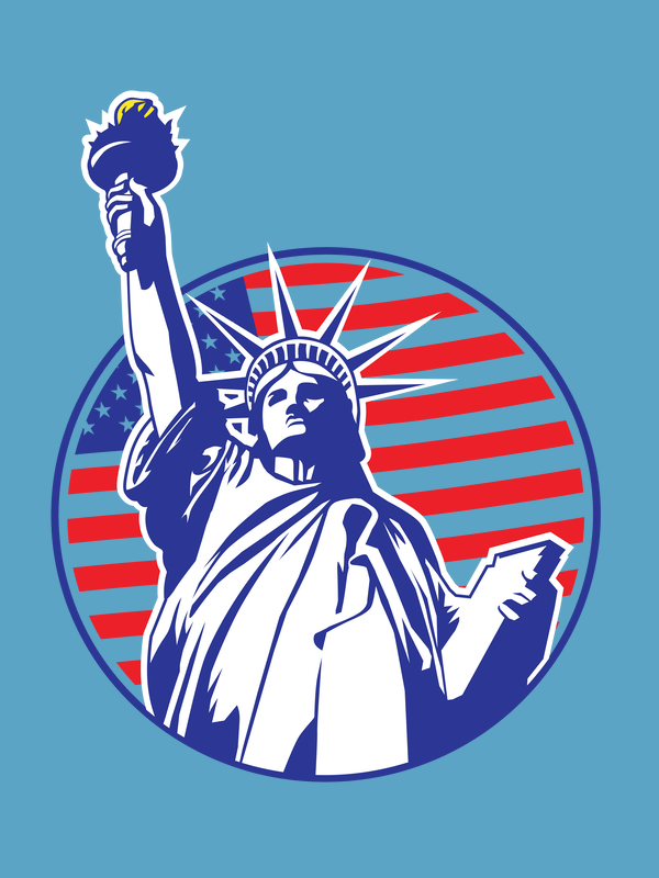 USA T-Shirt - Blue - Statue of Liberty - Decorate View