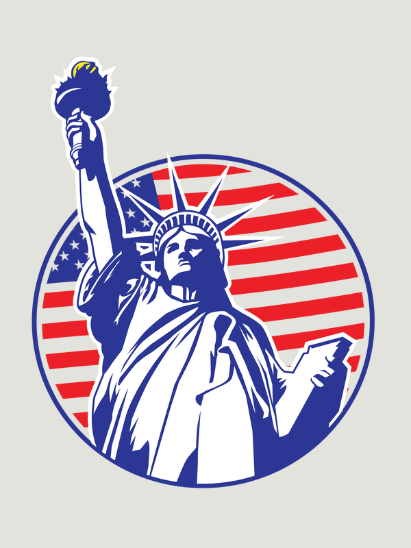 USA T-Shirt - Grey - Statue of Liberty - Decorate View