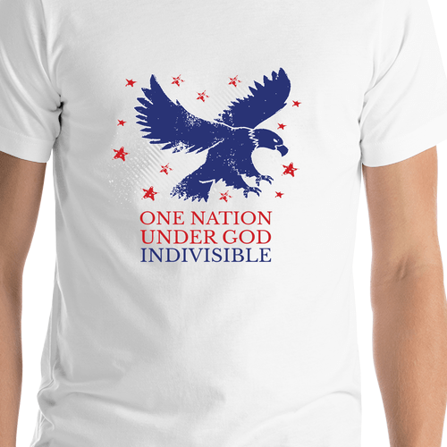 USA T-Shirt - White - One Nation Under God - Shirt Close-Up View