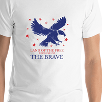 Thumbnail for USA T-Shirt - White - Land of the Free - Shirt Close-Up View