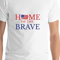 Thumbnail for USA T-Shirt - White - Home of the Brave - Shirt Close-Up View
