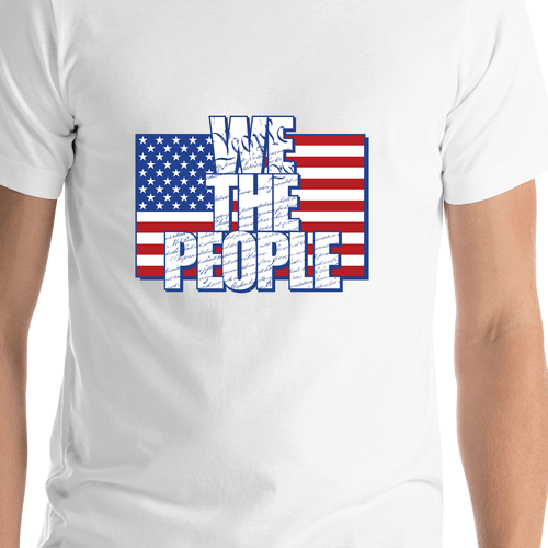 USA T-Shirt - White - We The People - Flag - Shirt Close-Up View