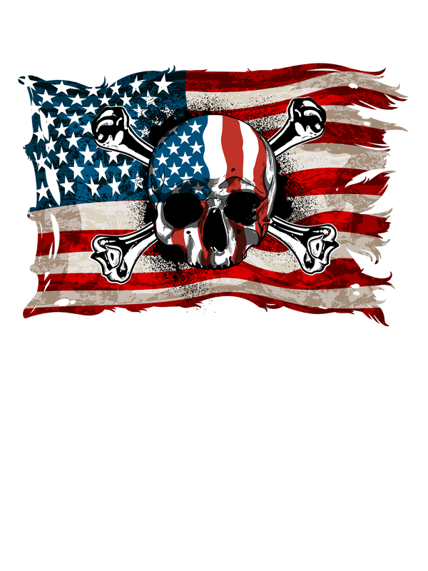 USA T-Shirt - White - Skull Flag - Decorate View