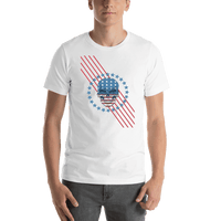 Thumbnail for USA T-Shirt - White - Patriotic Skull - Shirt View