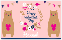 Thumbnail for Personalized Valentines Day Placemat I - Bear Hug - Pink Background -  View