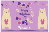 Thumbnail for Personalized Valentines Day Placemat I - Bear Hug - Purple Background -  View