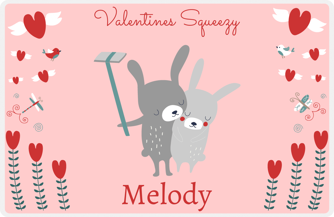 Personalized Valentines Day Placemat II - Valentine's Squeezy - Pink Background -  View