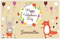 Thumbnail for Personalized Valentines Day Placemat III - Flower Wreath - Tan Background -  View