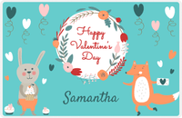 Thumbnail for Personalized Valentines Day Placemat III - Flower Wreath - Teal Background -  View