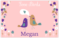 Thumbnail for Personalized Valentines Day Placemat IV - Love Birds - Pink Background -  View