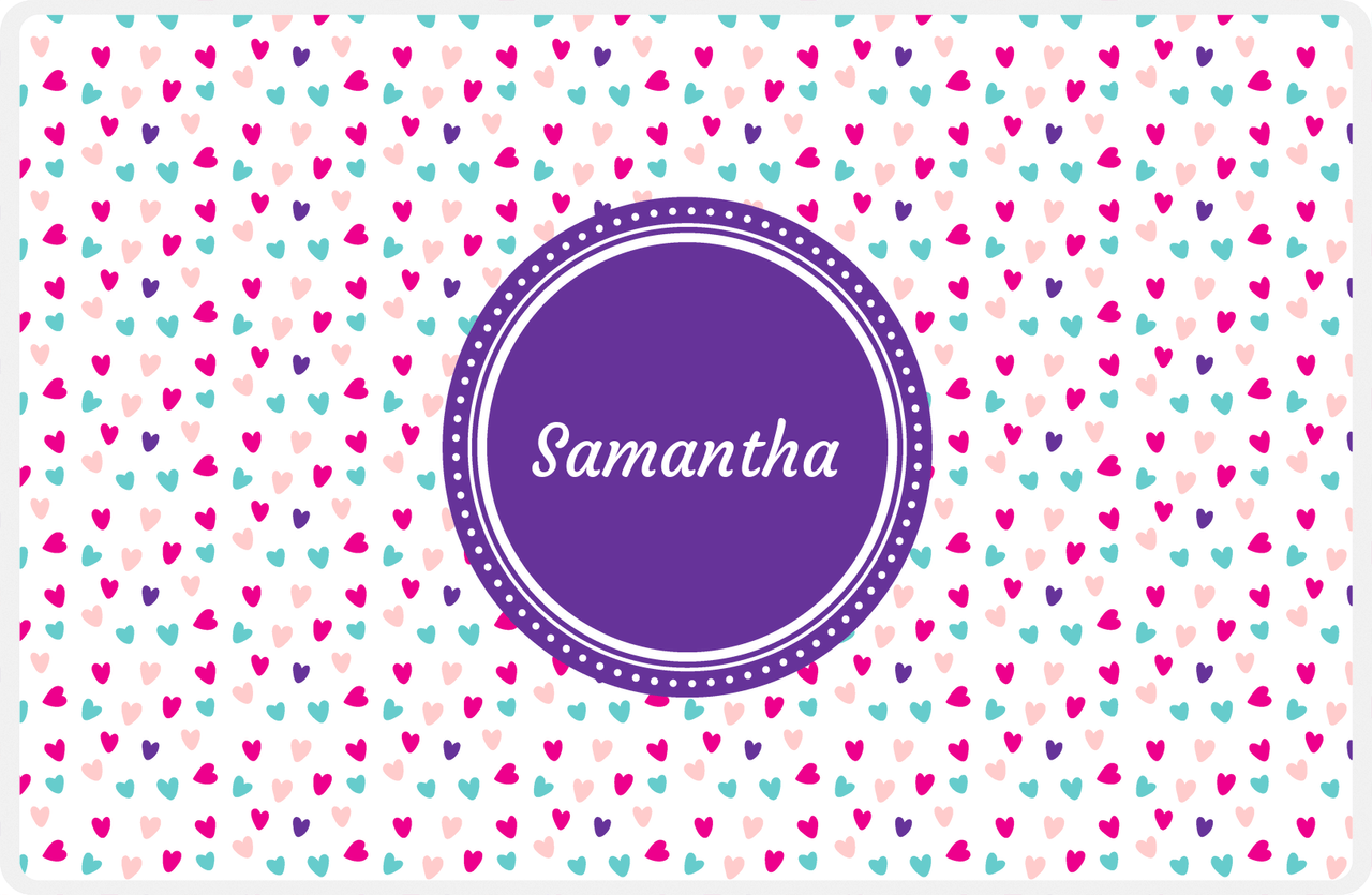 Personalized Valentines Day Placemat VI - Little Hearts - Circle Nameplate -  View