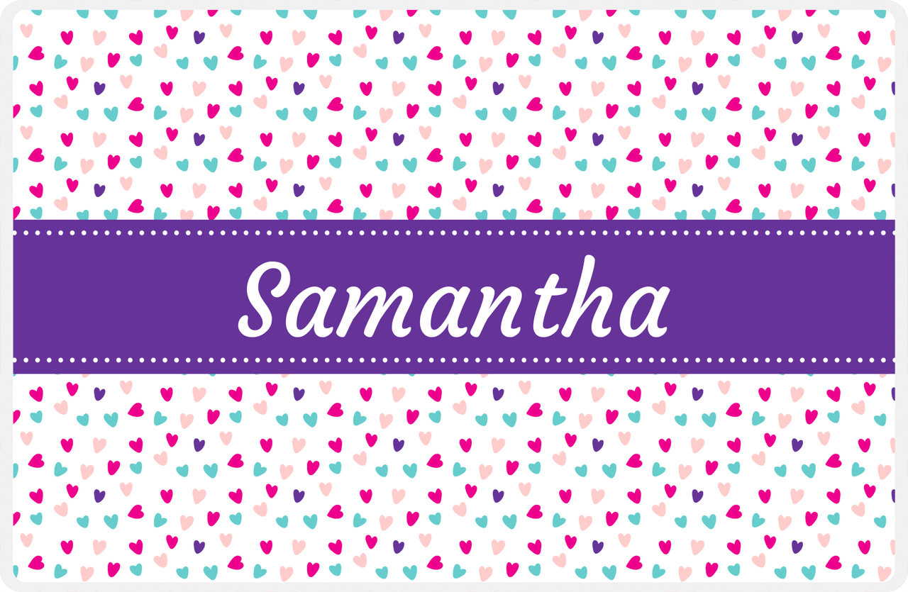Personalized Valentines Day Placemat VI - Little Hearts - Ribbon Nameplate -  View
