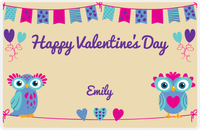Thumbnail for Personalized Valentines Day Placemat IX - Valentine's Owls - Tan Background -  View
