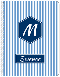 Thumbnail for Personalized Vertical Striped Notebook I - Glacier and Navy - Hexagon Nameplate - Front View