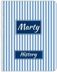 Thumbnail for Personalized Vertical Striped Notebook I - Glacier and Navy - Rectangle Nameplate - Front View