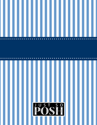 Thumbnail for Personalized Vertical Striped Notebook I - Glacier and Navy - Ribbon Nameplate - Back View