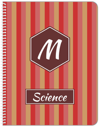 Thumbnail for Personalized Vertical Striped Notebook II - Red and Brown - Hexagon Nameplate - Front View