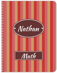 Thumbnail for Personalized Vertical Striped Notebook II - Red and Brown - Oval Nameplate - Front View