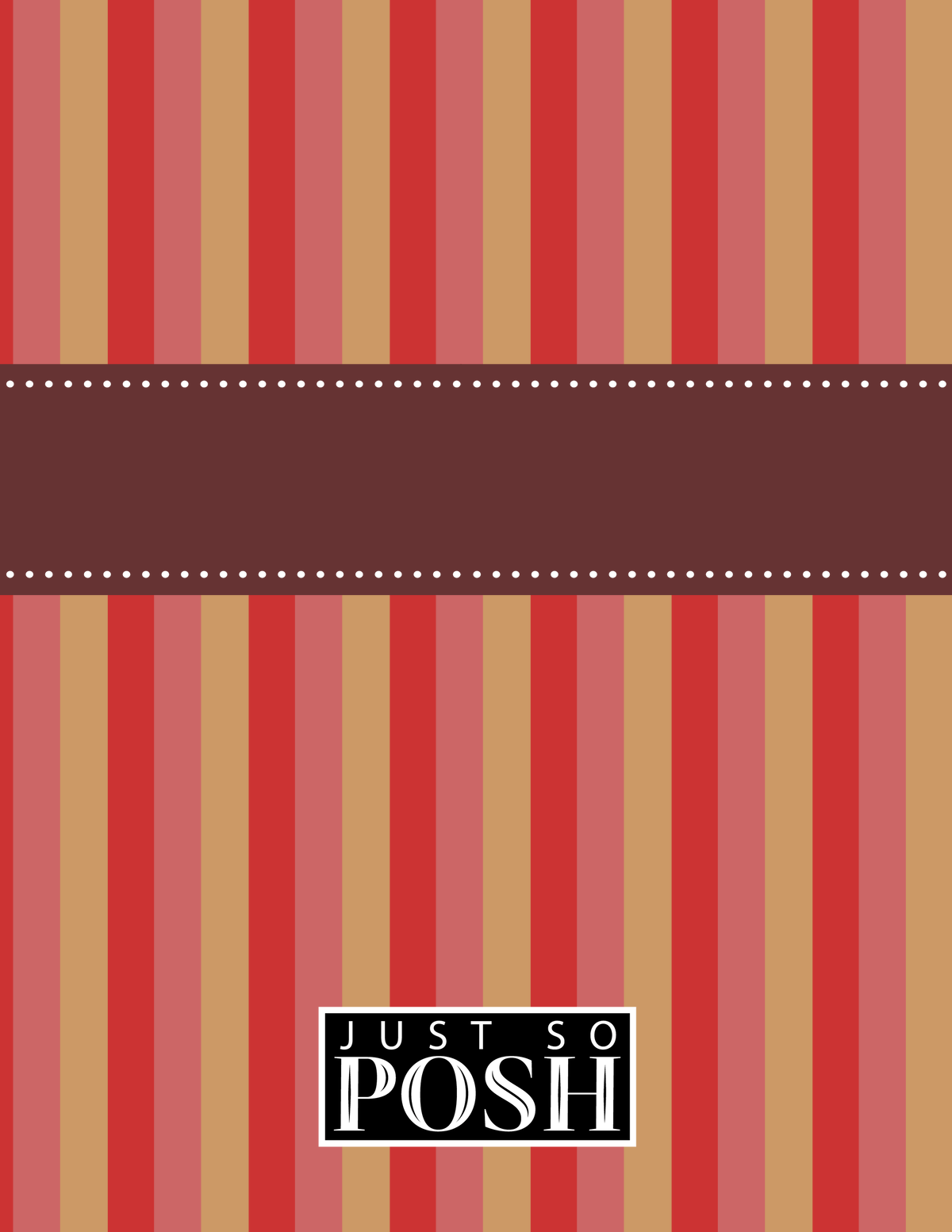 Personalized Vertical Striped Notebook II - Red and Brown - Ribbon Nameplate - Back View