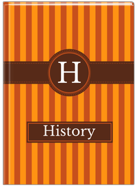 Thumbnail for Personalized Vertical Stripes I Journal - Shades of Orange - Circle Ribbon Nameplate - Front View