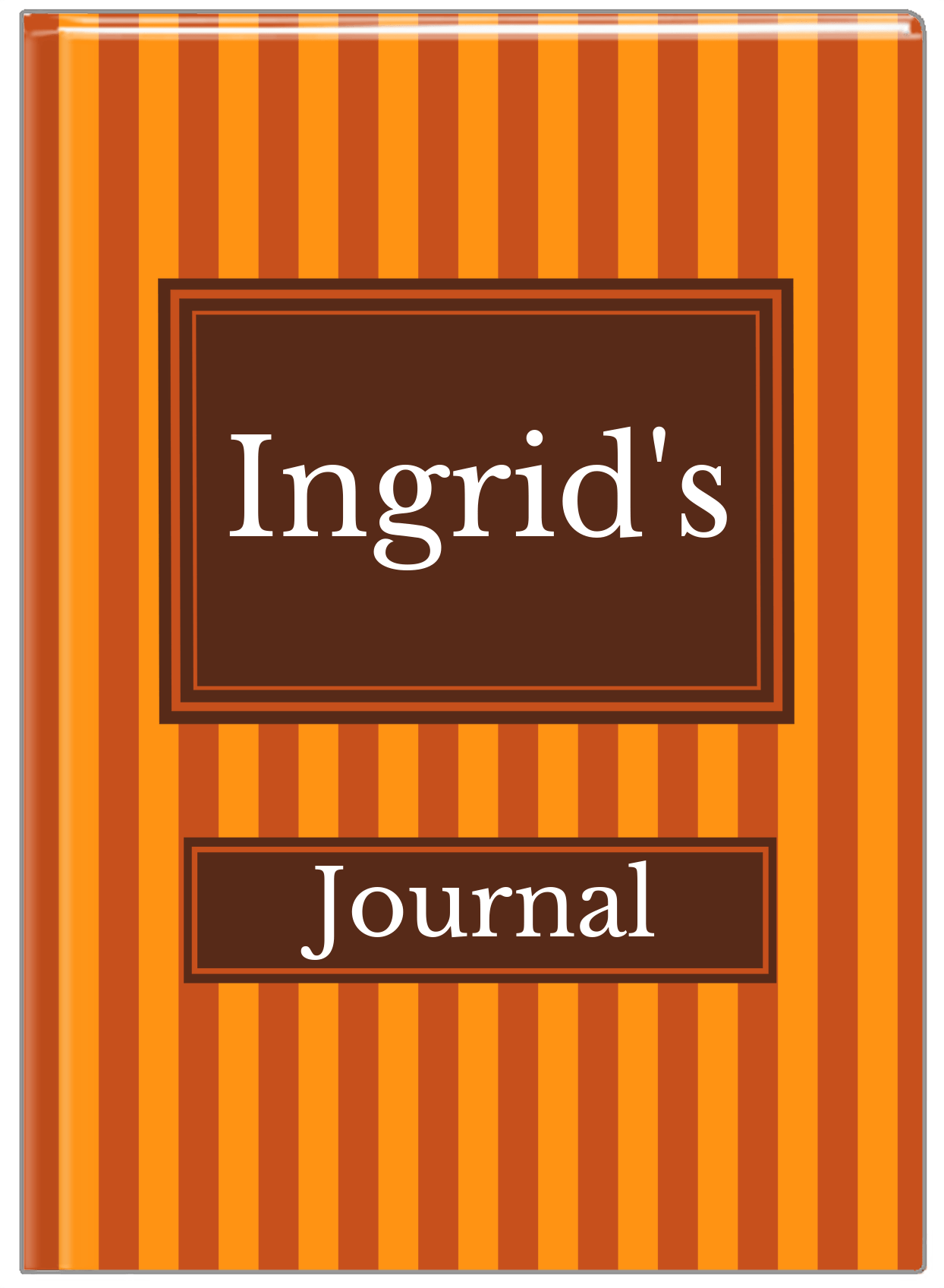 Personalized Vertical Stripes I Journal - Shades of Orange - Rectangle Nameplate - Front View