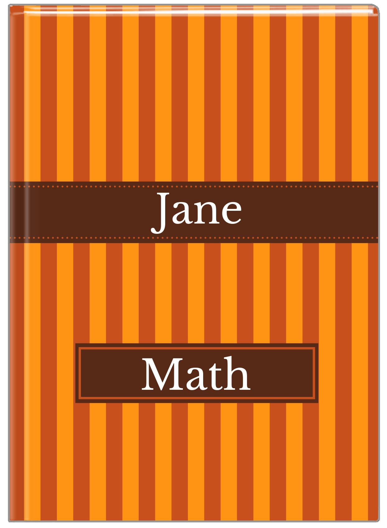Personalized Vertical Stripes I Journal - Shades of Orange - Ribbon Nameplate - Front View