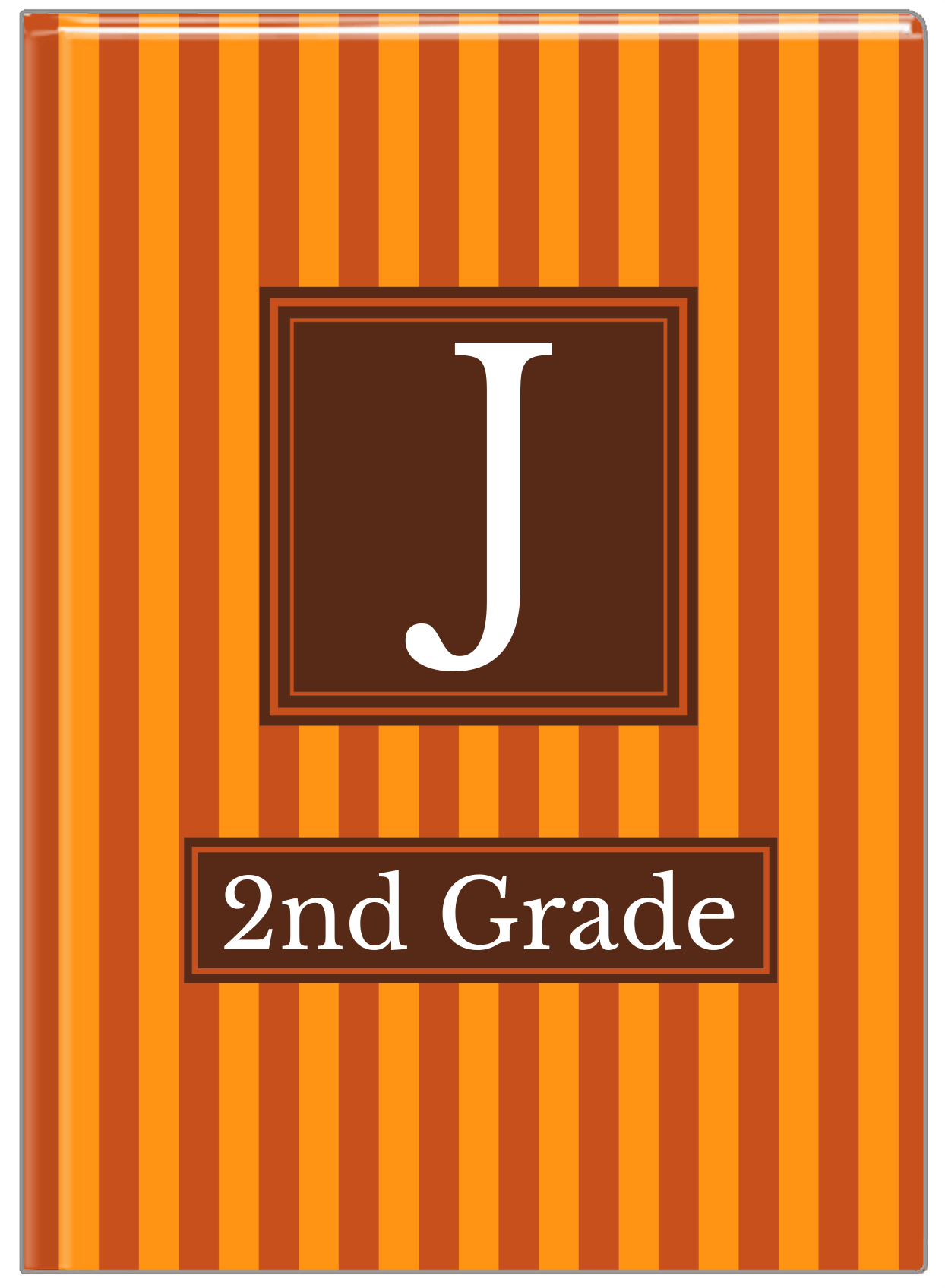 Personalized Vertical Stripes I Journal - Shades of Orange - Square Nameplate - Front View