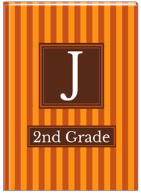 Thumbnail for Personalized Vertical Stripes I Journal - Shades of Orange - Square Nameplate - Front View