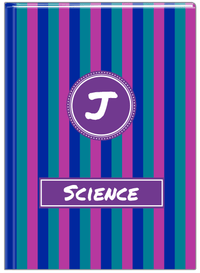 Thumbnail for Personalized Vertical Stripes II Journal - Blue and Purple - Circle Nameplate - Front View