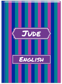 Thumbnail for Personalized Vertical Stripes II Journal - Blue and Purple - Decorative Rectangle Nameplate - Front View