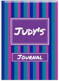 Thumbnail for Personalized Vertical Stripes II Journal - Blue and Purple - Rectangle Nameplate - Front View