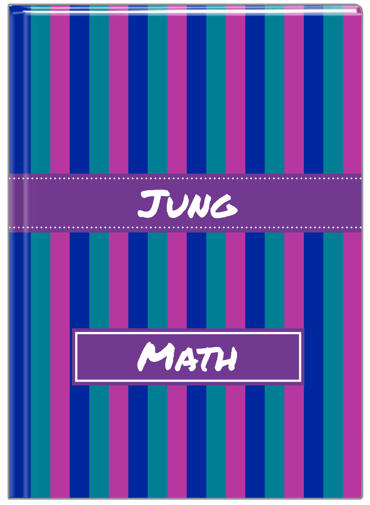 Personalized Vertical Stripes II Journal - Blue and Purple - Ribbon Nameplate - Front View