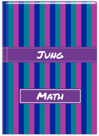 Thumbnail for Personalized Vertical Stripes II Journal - Blue and Purple - Ribbon Nameplate - Front View
