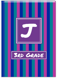 Thumbnail for Personalized Vertical Stripes II Journal - Blue and Purple - Square Nameplate - Front View