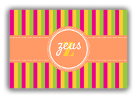 Thumbnail for Personalized Vertical Stripes Canvas Wrap & Photo Print - Orange with Circle Ribbon Nameplate - Front View
