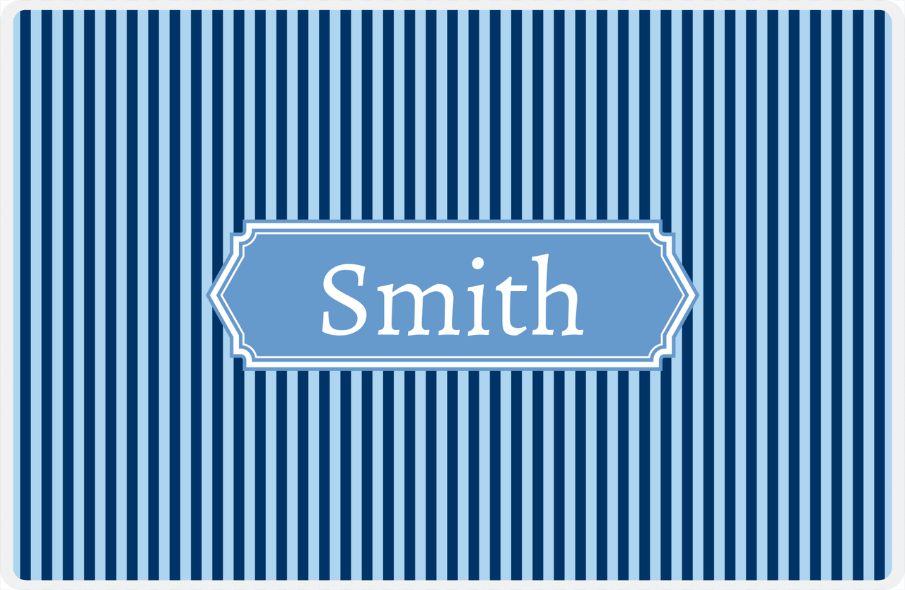 Personalized Vertical Stripes Placemat - Navy and Light Blue - Glacier Decorative Rectangle Frame -  View